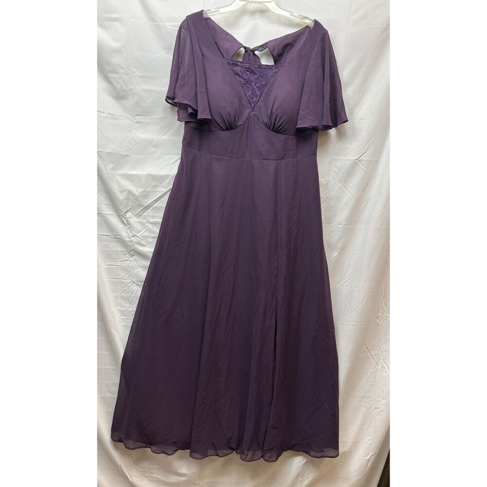 Azazie Chiffon Bridesmaid Dress Purple Plum V-Neck Pockets A14 Custom Maxi